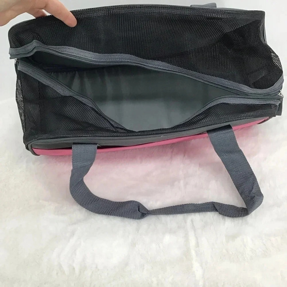 Pet Carrier Small-Medium Size Canvas & Mesh Top Handle Gray/Pink NWOT - Picture 8 of 9